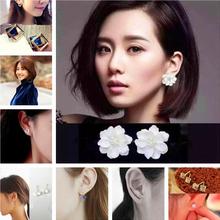 2019 hot Wedding party temperament simple resin white flowers imitation pearl crystal square Little bird Circle earrings jewelry 2024 - buy cheap