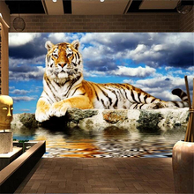 Custom wallpaper 3d murals beautiful photography tiger Shengwei tiger down the mountain papier peint sofa background wall paper 2024 - buy cheap