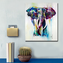 Goodecoration-Carteles de pintura al óleo coloridos, cuadro lienzo elefante, arte de pared, imagen de lona para sala de estar, sin marco 2024 - compra barato