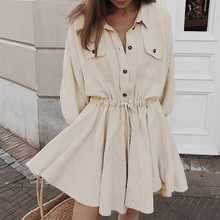 Women Mini Shirt Dresses Lantern Sleeve Sash Buttons Lace Up Linen Dresses Vintage Autumn Winter Female Vestidos 2024 - buy cheap