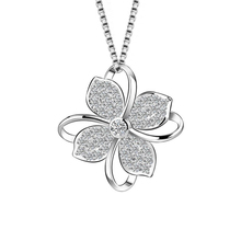 2019 Hot Fashion 925 Sterling Silver Necklaces For Women Shiny Zircon Flower Pendant Necklace Girl Birthday Party Jewelry Gifts 2024 - buy cheap