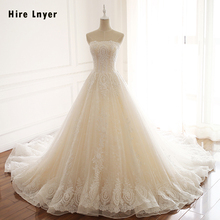 HIRE LNYER New Arrive Strapless Lace Up Beading Sequins Appliques A-line Wedding Dresses Elegant Plus Size Robe De Mariage 2024 - buy cheap