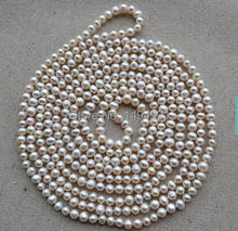 Wholesale Pearl Jewelry - 100 Inches 6-7mm Long White Color Genuine Freshwater Pearl Necklace,Handmade Jewellery 2024 - buy cheap