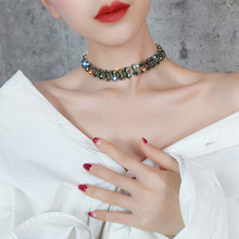 Vintage Trendy Short Choker Big Rhinestone Necklace Neck Clavicle Chain Statement Necklaces For Women Wedding Fashion Jewelry 2024 - buy cheap