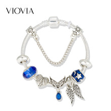 VIOVIA 2019 Charm Bracelet Bangles Beads of Feather Wing for Women Bransoletki Damskie Fit Original Bracelets Pulseira B19055 2024 - buy cheap