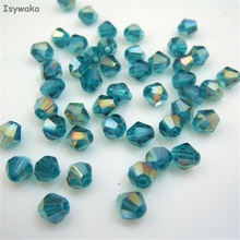 Isywaka-cuentas de cristal de Austria para fabricación de joyas, espaciador suelto, azul y verde, AB, 6mm, 48 Uds. 2024 - compra barato