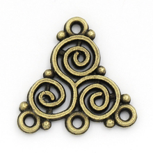 Doreen Box Lovely Connectors Findings Triangle Antique Bronze Spiral Pattern 20x19.5mm,50PCs (K02113) 2024 - buy cheap