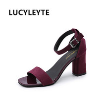 2019 big size 34-40 hot sale women sandals flock summer shoes simple buckle party wedding shoes sexy high heels shoes 2024 - buy cheap