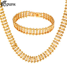 Unisex Jewelry Sets Necklace & Bracelet yellow  Gold color / color  Wholesale Gift Unique Design S539 2024 - buy cheap