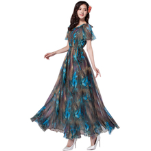 Summer Short Sleeved Chiffon Floral Beach Holiday Maxi Dress Sundress Plus Sizes 2024 - buy cheap