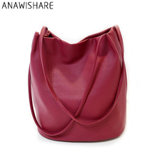 ANAWISHARE Women Bucket Bags Handbags Pu Leather Shoulder Bags Big Crossbody Bags Ladies Tote Summer Beach Bags Bolsa Feminina 2024 - buy cheap