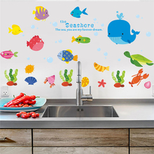 % underwater fish bubble wall decals for kids rooms bathroom home decor pvc cartoon animals dolphin wall stickers pvc mural art 2024 - buy cheap