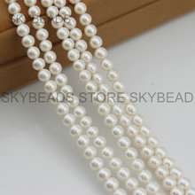 Alta calidad alto brillo AAAA perla blanca Natural de agua dulce 7-8mm cuentas redondas para fabricación de joyas de novia 2024 - compra barato
