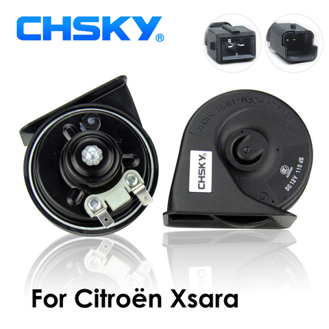 Автомобильный гудок CHSKY, спиральный гудок для Citroen Xsara Picasso 1997 до сих пор, 12 В, громкость-дБ, автомобильный гудок, длительный срок службы, высокий и низкий клаксон 2022 - купить недорого