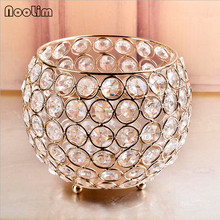Noolim castiçal de cristal dourado, lanterna de vela para decoração de mesa de casamento 2024 - compre barato