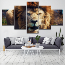 Papel de parede tela animais do leão 5 peças, poster moderno, pintura de arte modular para sala de estar, decoração de casa 2024 - compre barato