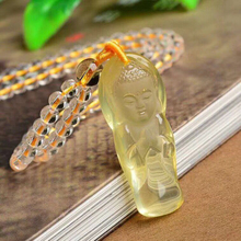 Wholesale Yellow Natural Crystal Pendants Carving Baby Buddha Pendant Sweater Chain Blessing Lucky Pendant Crystal Jewelry 2024 - buy cheap