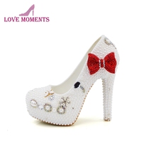 Zapatos de tacón alto con lazo rojo para madre de la novia, zapatos de boda, fiesta, graduación, Cenicienta 2024 - compra barato