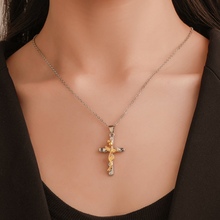 Black Silver Gold Rose Gold Color Rose Flower Cross Pendant Necklace Fashion Women Statement Necklaces Pendants Jewelry Gift 2024 - buy cheap