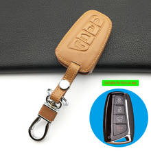 Genuine Leather Skin Case Smart Car Key Cover For Hyundai Solaris Accent Elantra ix35 ix45 Santa Fe Accessories 4 Buttons 2024 - buy cheap