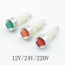 Painel de lâmpada de sinal, 5 peças, indicador neon, vermelho, verde, amarelo, 220v, 12v/24v, dc, 10mm, nhc, indicador para piloto 2024 - compre barato