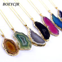 BOEYCJR  Natural Original Stone Necklace Long Chain Handmade Jewelry Ethnic Vintage Stone Pendant Necklace for Women  2024 - buy cheap