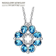 Neoglory Austria Crystal & Auden Rhinestone Charm Pendant Necklace Elegant Flower Design Classic Fashion For Lady Two Uses Gift 2024 - buy cheap