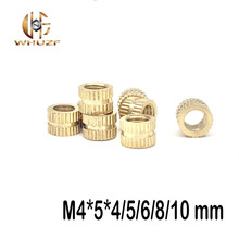 M4*5*4/5/6/8/10 mm OD 5mm  Copper Inserts Brass Double Pass Knurl Nut Embedded Fastener 2024 - buy cheap