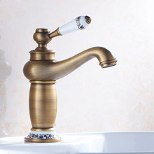 Antiue Ceramic Basin Mixer Taps Brass Single Handle Vintage Bathroom Faucet Deck Mounted One Hole Hot And Cold Water 2024 - buy cheap
