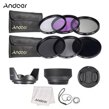 Andoer 58mm Lens Filter Kit UV+CPL+FLD+ND(ND2 ND4 ND8) with Carry Pouch / Lens Cap Tulip & Rubber Lens Hoods / Cleaning Cloth 2024 - buy cheap