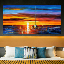 Modern Abstract Landscape Oil Painting on Canvas Art Posters and Prints Wall Art Sunrise at Sea Pictures for Living Room Decor 2024 - buy cheap