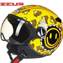 Яркий черный smile ZEUS 3/4 мотоциклетный шлем Chopper с открытым лицом Ретро шлем для мотокросса Мото шлем Casco мужские и женские шлемы 2024 - купить недорого