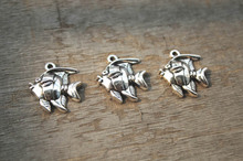 10PCS--Angelfish Charms Antique silver Angel Fish Pendants/Charms,Tropical Fish 21x24mm 2024 - buy cheap