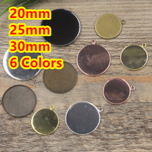 Bandejas de colgantes vacíos redondas de bronce/plata/oro/Negro, Bases de configuración de Cameo cabujón para vidrio/pegatinas, 20mm,25mm,30mm, 100 Uds. 2024 - compra barato