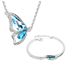 Fashion  silver plated austria crystal women Glass shoes pendant necklace/bracelet wedding Jewelry Sets 2024 - купить недорого