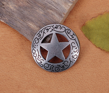 10 conjuntos de níquel estrela do texas ocidental gravadas em couro concho parafuso traseiro 27mm 2024 - compre barato