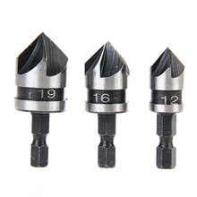 3pcs 1/4 Hex 5 Flute Countersink Drill Bit 90 Degree Chamfer Deburring End Mill Cutters for Metal Woodworking Deburring Tools 2024 - buy cheap