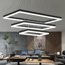 Rectangular Modern LED Pendant Lights Living Room Bedroom Dining Room Black/White/Brown Aluminum Home Deco Acrylic Pendant Lamp 2024 - buy cheap