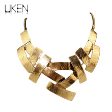 Модное винтажное ожерелье UKEN с металлическими подвесками-крестиками, женское повседневное ожерелье-чокер, ювелирные изделия золотого и серебряного цвета 2024 - купить недорого