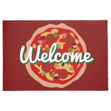 Pizza door mat with custom welcome text Home Decoration Entry Non-slip Door Mat Rubber Washable Floor 2024 - buy cheap