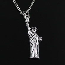 Colgantes de la Estatua de la libertad de Nueva York para hombre y mujer, cadena cruzada redonda, collar largo corto de Color plateado, regalo de joyería 2024 - compra barato