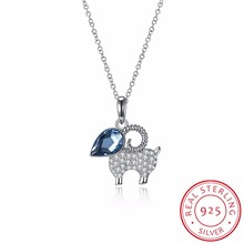 Lekani Lovely Women Necklaces Crystals From Swarovski 925 Sterling Silver Sheep Lamb Crystal Pendant Necklaces Jewelry Cute Gift 2024 - buy cheap