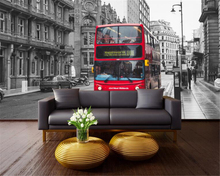 Beibehang 3D Wallpaper London Street Red Double Layer Bus Continental Backdrop Living Room Bedroom TV wallpaper for walls 3 d 2024 - buy cheap