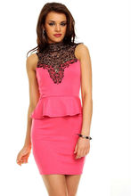 ML18214-vestido de oficina con hombros descubiertos para mujer, ropa Sexy de invierno, con Peplum, color negro y rosa, envío gratis 2024 - compra barato