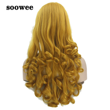 Soowee 70cm Long Curly Synthetic Hair Yellow Golden Women's Wig Sleeping Beauty Cosplay Wig Hairpiece Hair Wigs-female 2024 - buy cheap