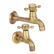 Wall Mounted Vintage Brass Faucet Single Cold Water Tap For Kitchen Sink Mop Pool Bathroom Toilet Washing Machine Outdoor Garden 2024 - buy cheap