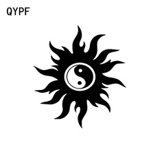 Adesivo de vinil qypf para carro, 11.6cm * 12.7cm, formato de sol, yin yang, decalque de carro, preto, prateado 2024 - compre barato