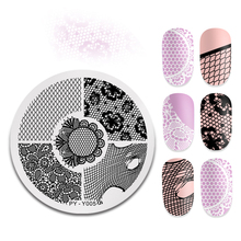 PICT YOU Nail Stamping Plates Round Lace Patterns Stainless Steel Grid Flowers Lace Nail Design Stamp Stencil Nail Image Plate 2022 - buy cheap