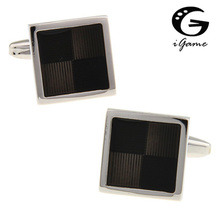 iGame Free Shipping Black Cuff Links Fashion Business Black Enamel Design Quality Brass Material Best Gift For Men 2024 - buy cheap