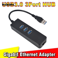 Kebidu 2017 высокоскоростной 3 порта USB 3,0 концентратор 10/100/1000 Мбит/с RJ45 Gigabit Ethernet LAN проводной сетевой адаптер для Windows Mac 2024 - купить недорого